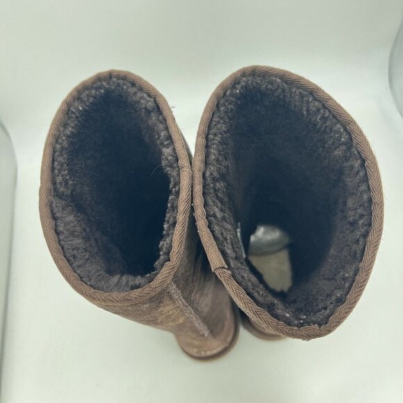 UGG Classic Women Size 8 Tall Winter Snow Boots Brown Mid Calf 5805 - Picture 7 of 11